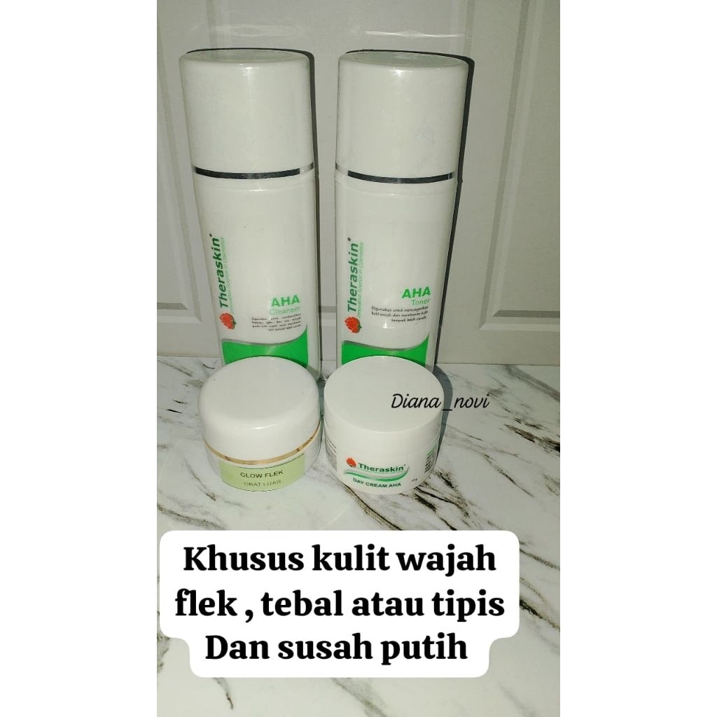 Theraskin paket glow flek / day cream aha / paket untuk flek ready stok