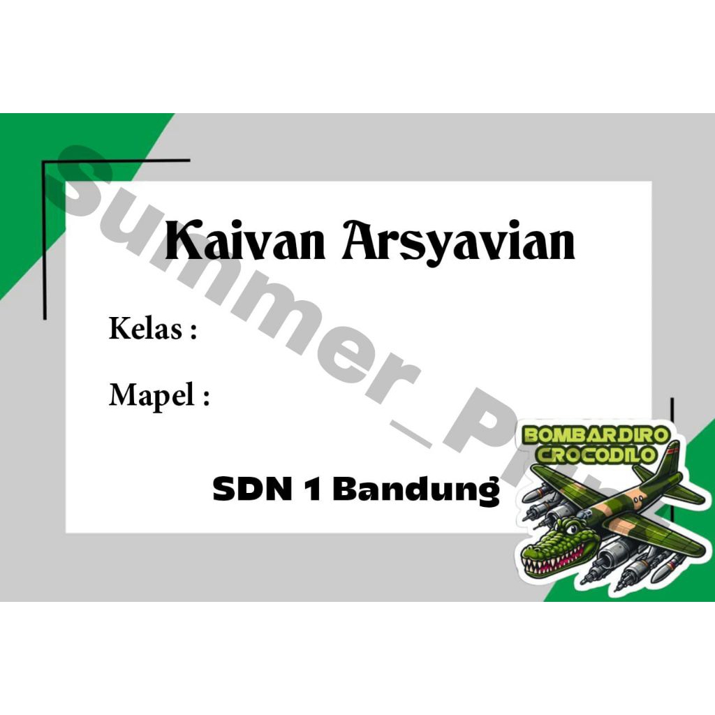 

LABEL BUKU ANAK TINGGAL TEMPEL MOTIF BOMBARDINO CROCODILO