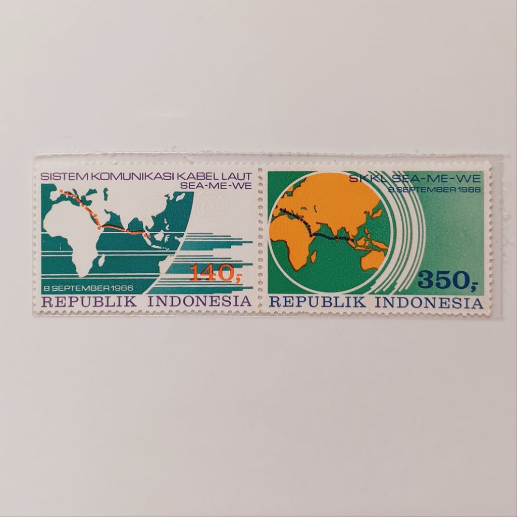 

(OG) Perangko Indonesia 1986 Sistem Komunikasi Kabel Laut SEA - ME - WE Set Lengkap 2 pcs Mint