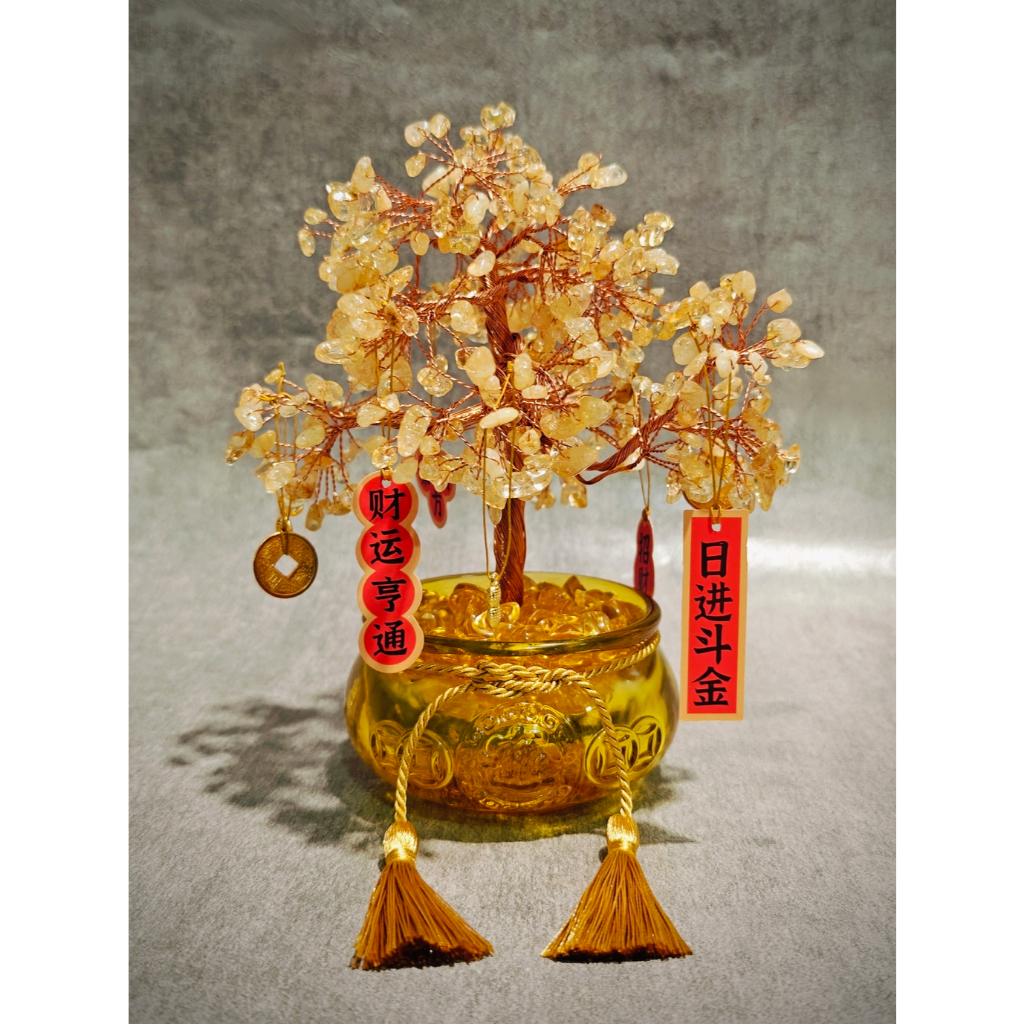 Batu Crystal citrine tree orgonite / batu alam pohon citrine / Fortune tree citrine