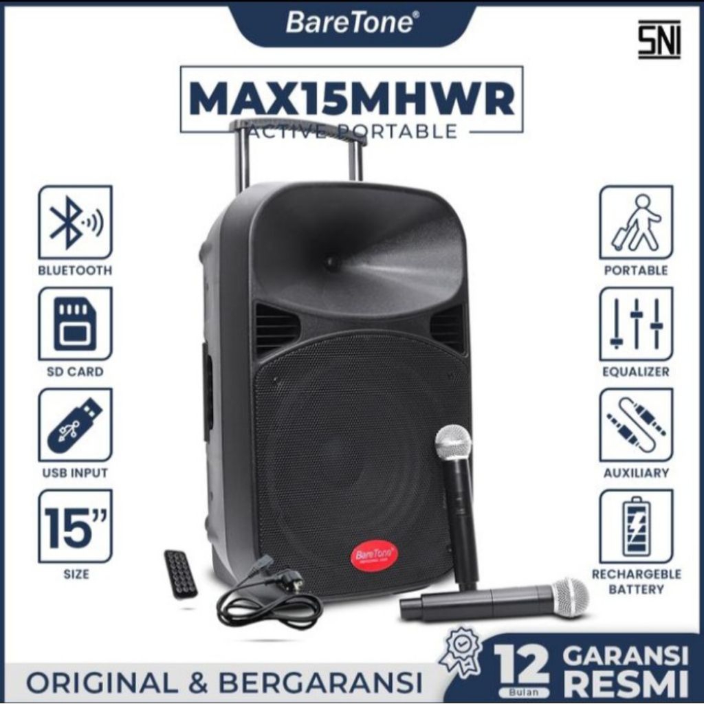 BARETONE PORTABLE SPEAKER 15 INCH 15MHWR