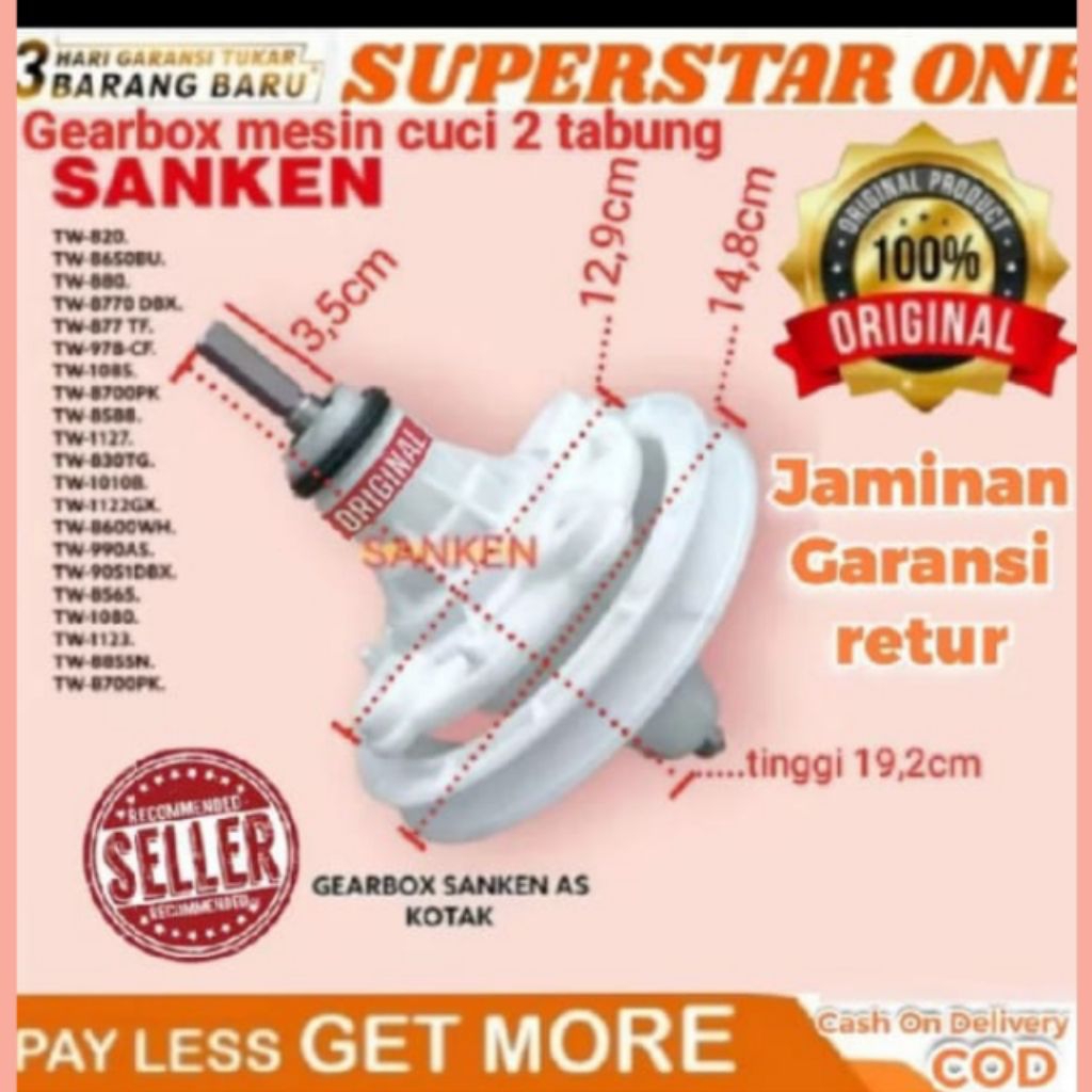 Gearbox sanken mesin cuci TW 8700 GP/TW 8700PK as kotak