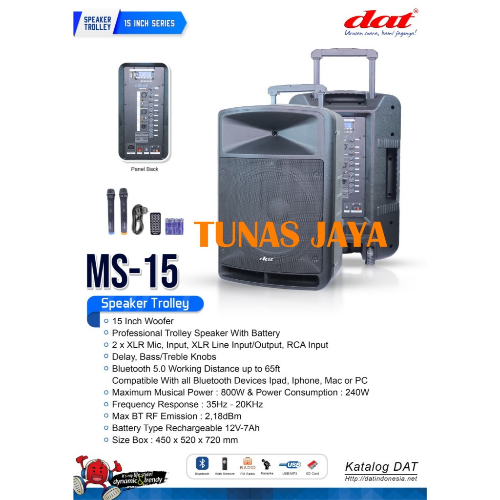 Speaker Portable Dat 15 Inch  Dat Ms15 / Ms-15 Ms / MS15 15 Original DAT