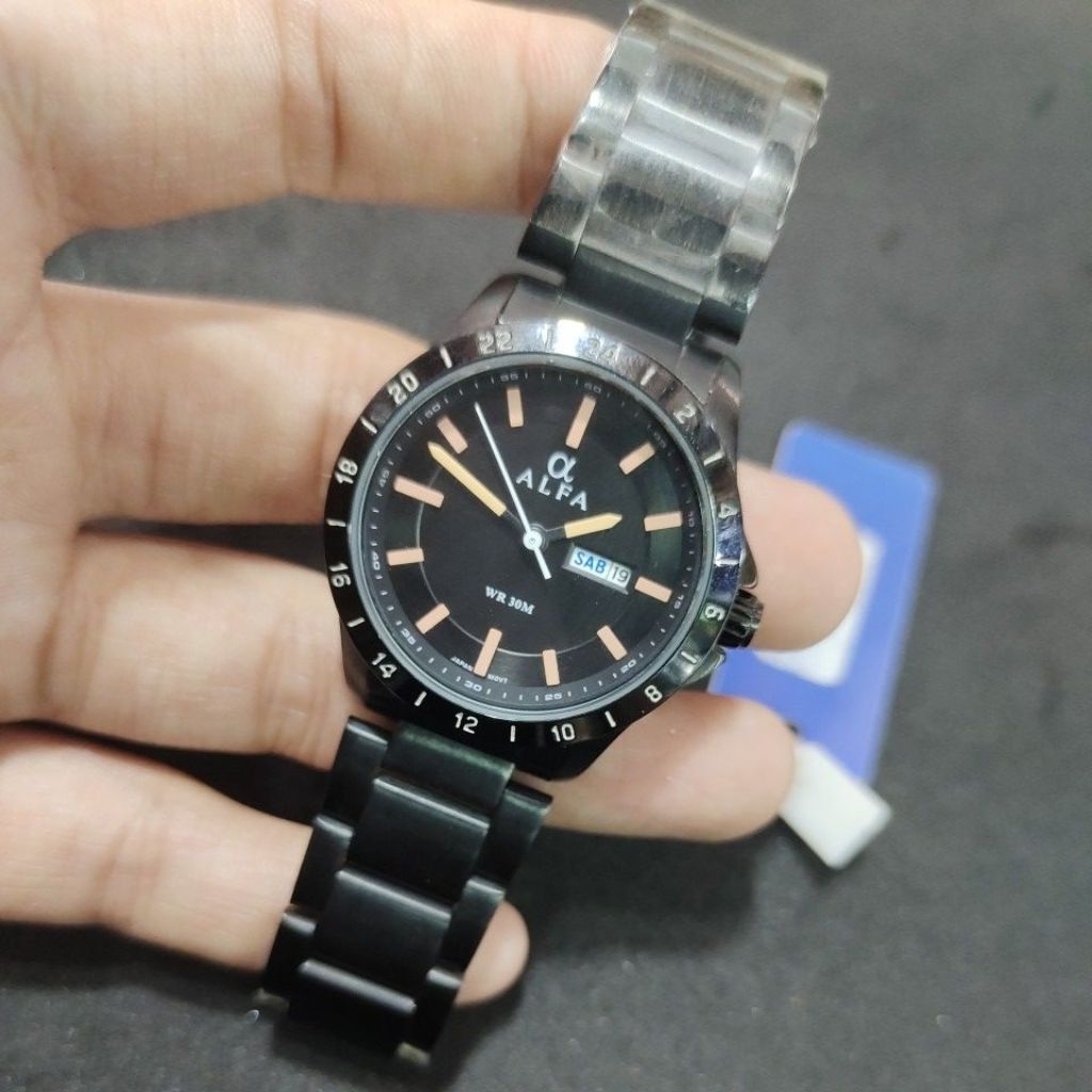 Jam tangan wanita ALFA ORGINAL Rantai hitam waterresist