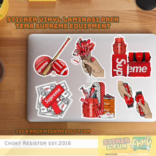 

Stiker Sticker Pack Isi 6 Pcs Vinyl Laminasi SUPREME EQUIPMENT