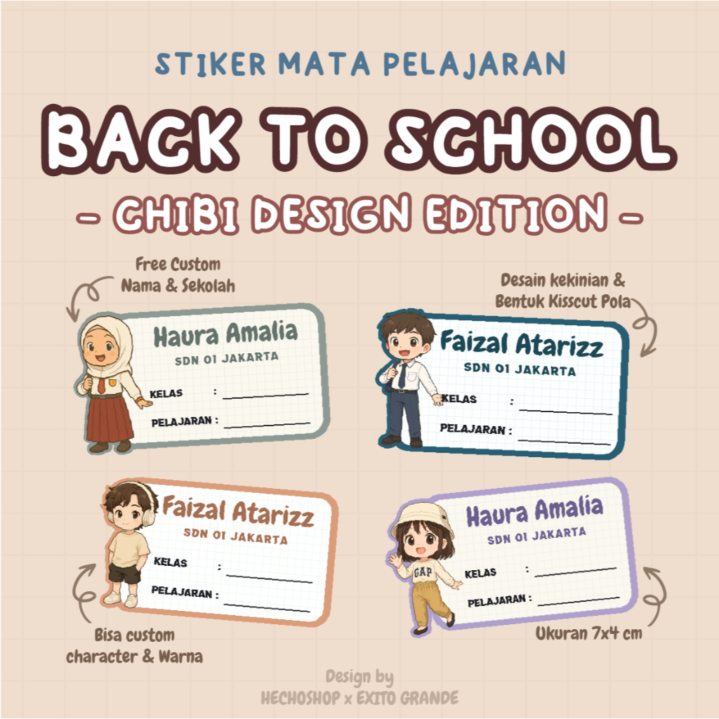 

Stiker Mata Pelajaran Kisscut - Chibi Design Edition [BY EXITO GRANDE]
