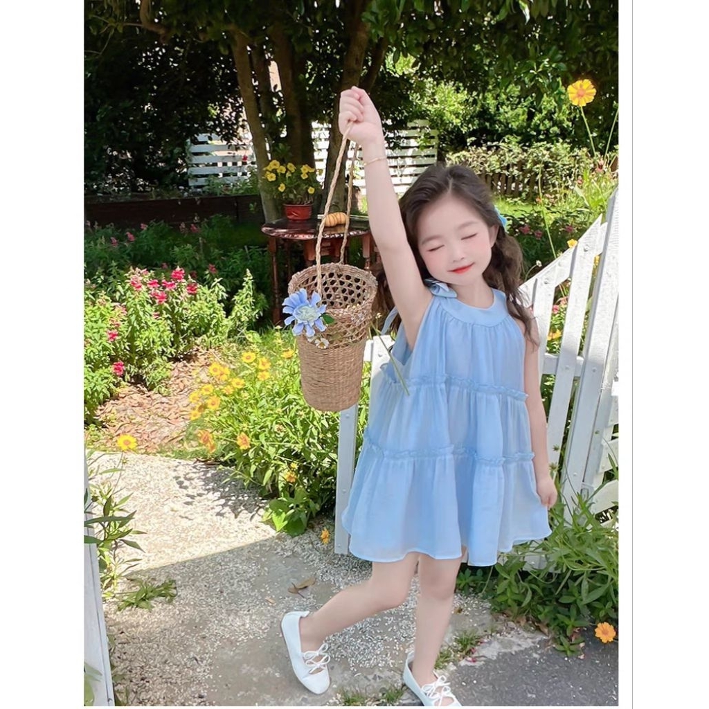 Dress Anak Halterneck Fairy Ribbon Blue Fashion DN-001