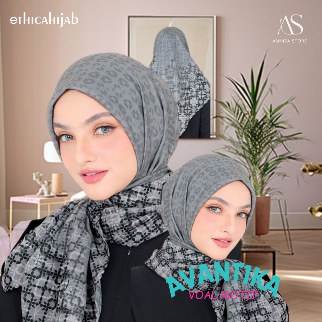 JILBAB VOAL LASERCUT ETHICA HIJAB VOAL MOTIF AVANTIKA BLACK IRISH