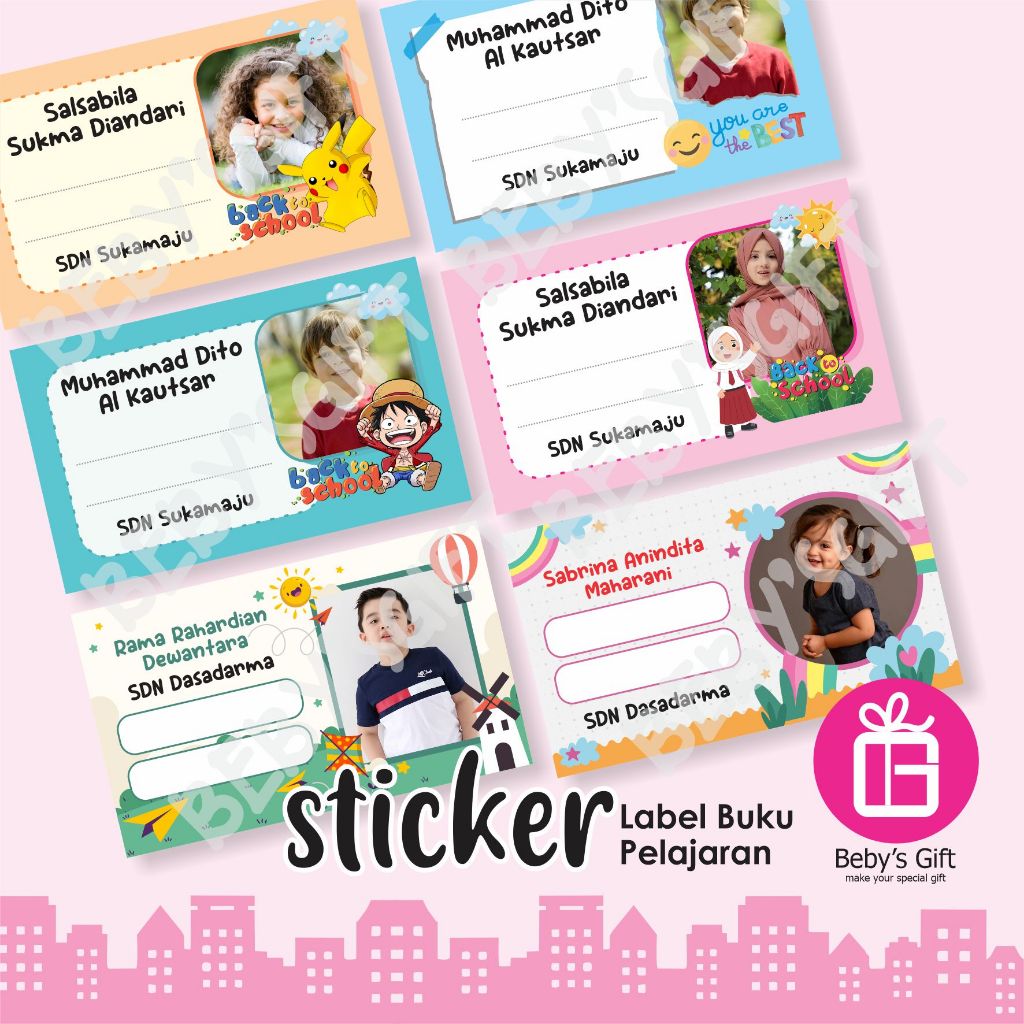 

Stiker Label Buku Pelajaran Anak Custom Nama dan Foto Sticker Mapel Sekolah