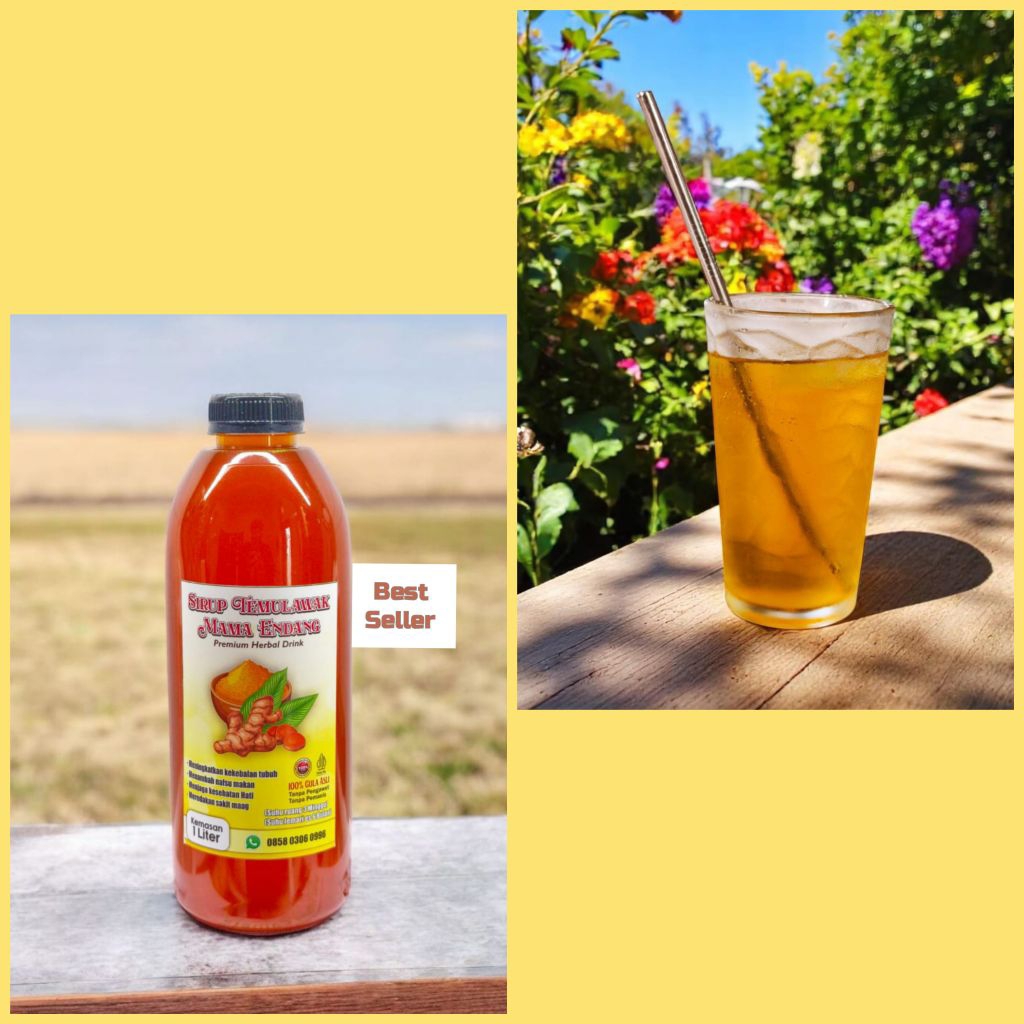 

Sirup Temulawak Asli manis segar 600ml - Premium herbal drink|Sirup homemade| Meningkatkan Daya tahan tubuh dan kesehatan |100% gula asli
