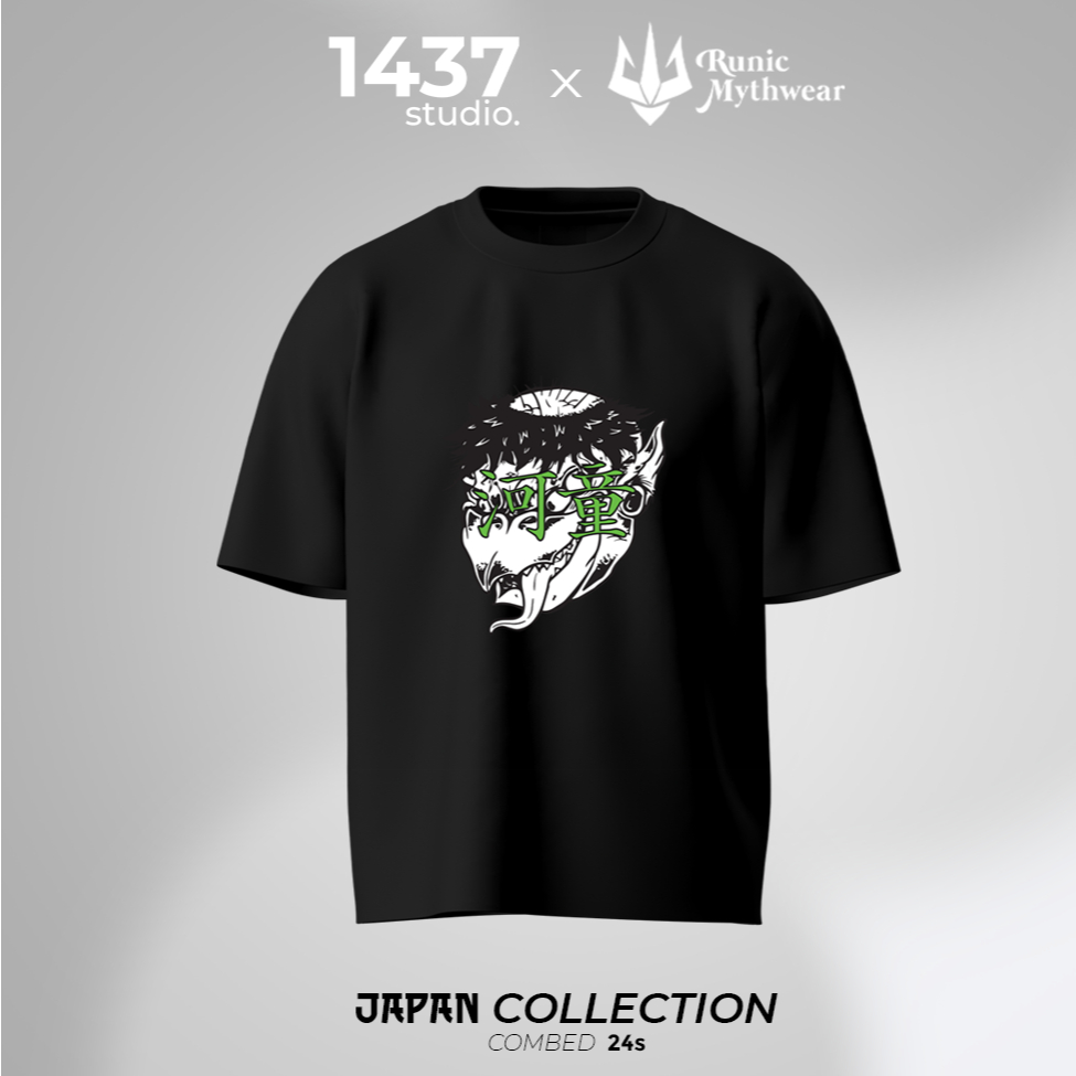 1437 Kappa Japan Edition Runic T shirt Oversize Kaos Relaxed Fit Distro Black