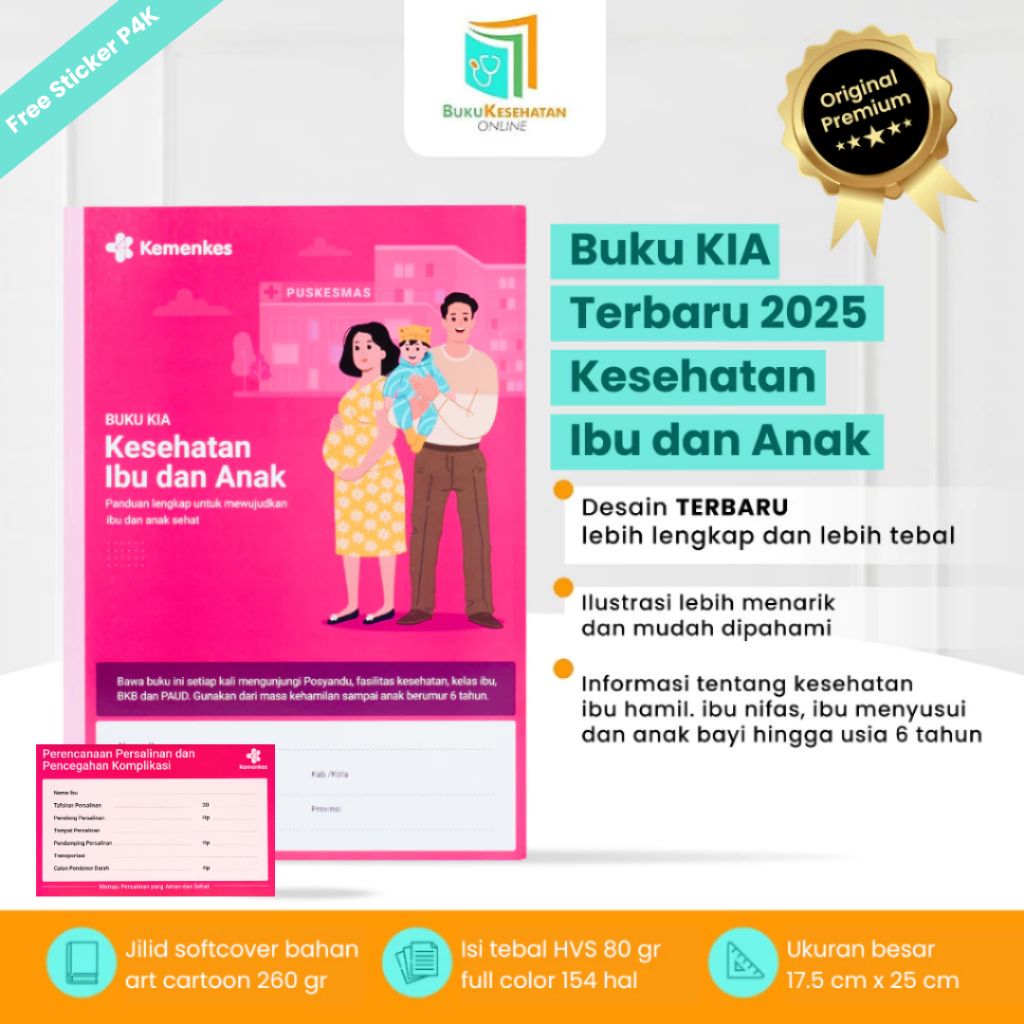BUKU KIA EDISI TERBARU (Ibu dan Anak) - Buku KIA terbaru 2025 Buku Ibu dan Anak Buku Pink Ibu Hamil