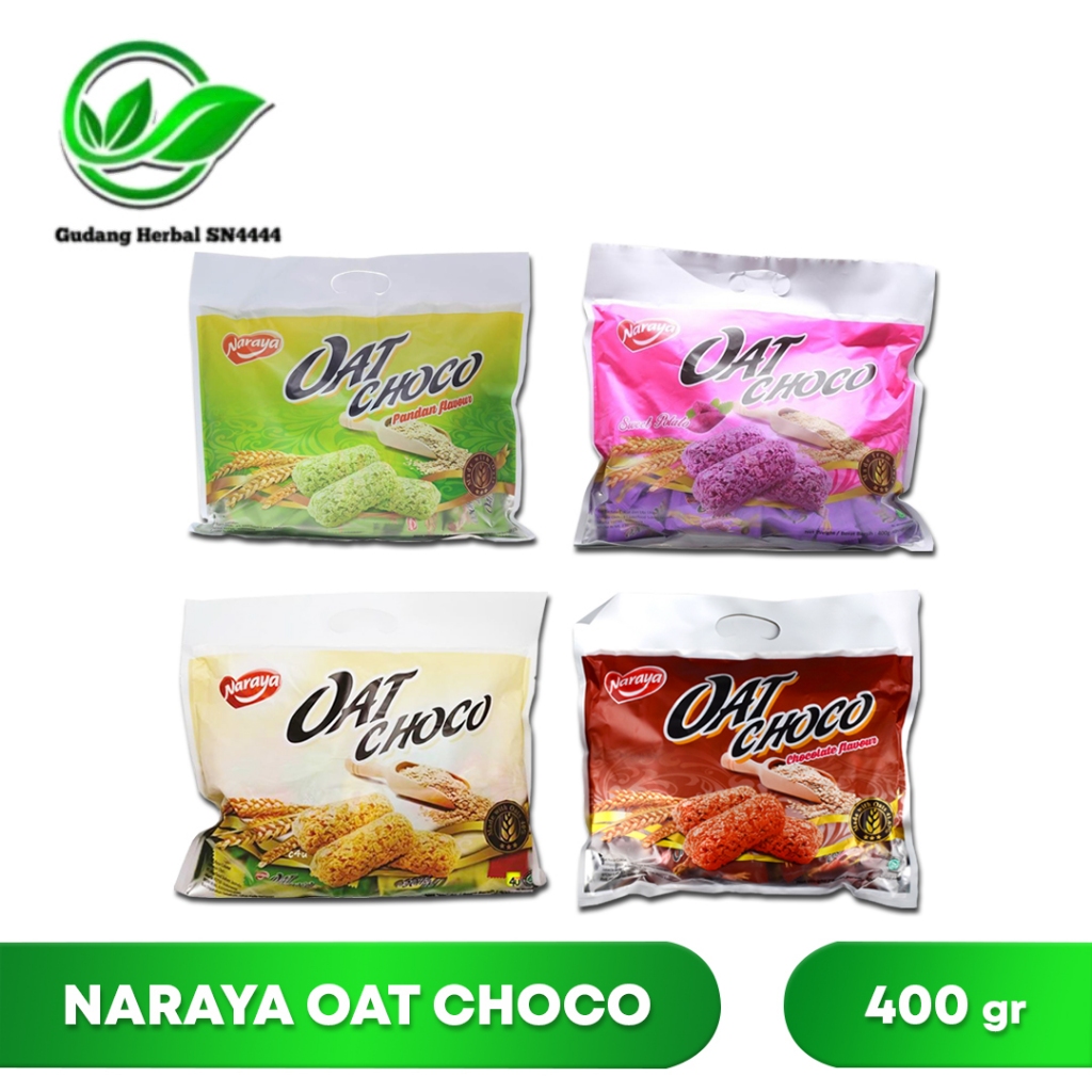 

Naraya Oat Choco 400gr – Camilan Oat Bergizi | Original - Cokelat - Ubi Ungu - Pandan