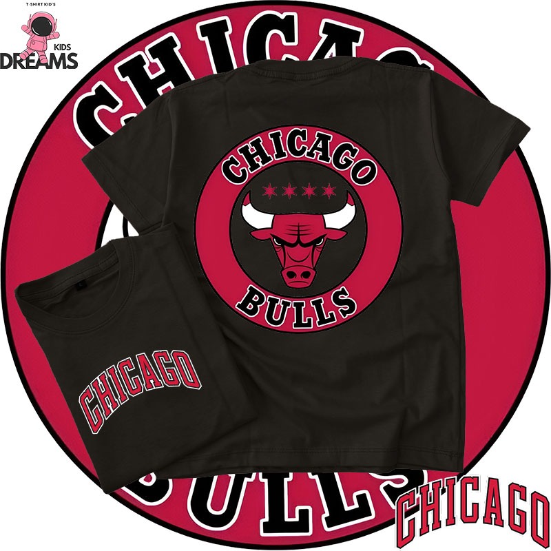 DREAMS KIDS Baju Kaos Anak Laki Laki Perempuan 1-12 Tahun Branded Premium NBA CHICAGO BULLS Kaos CHI