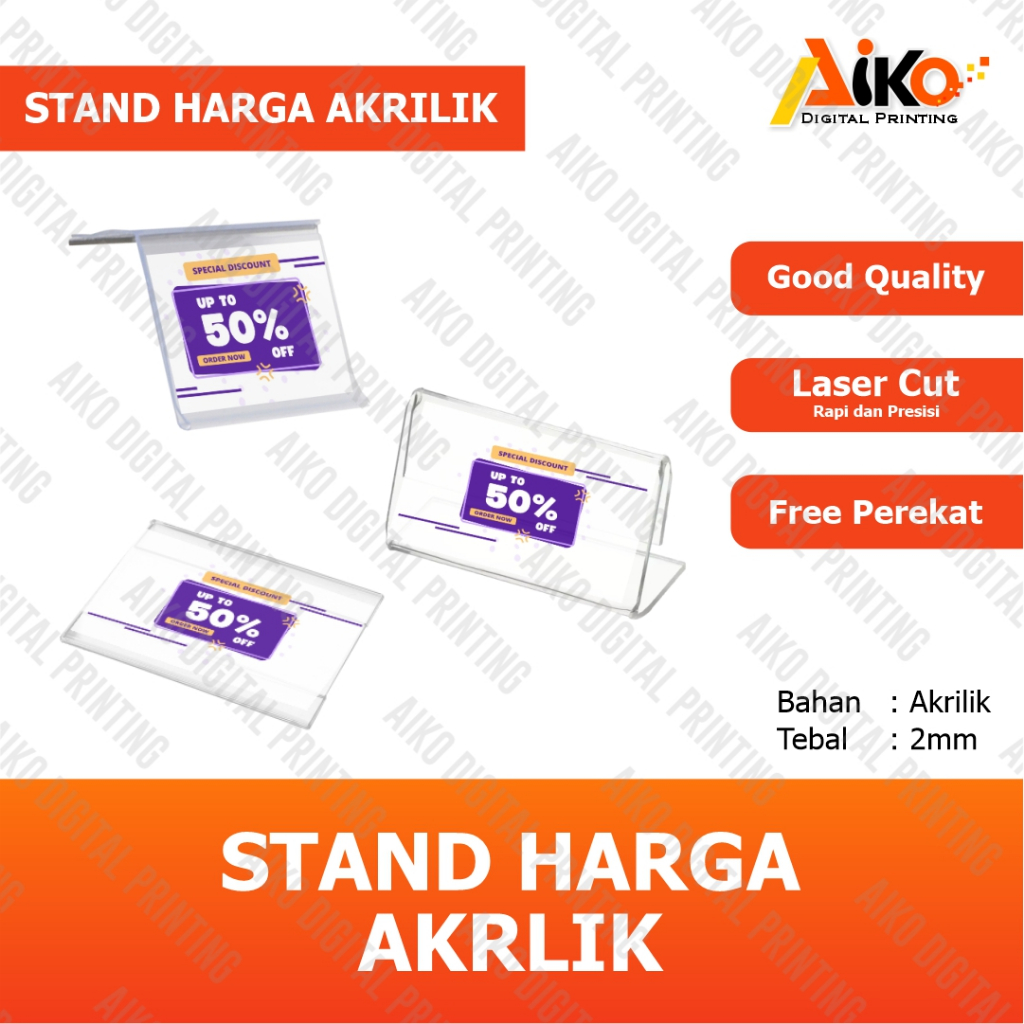 

LABEL DISPLAY HARGA AKRILIK | ACRYLIC PRODUCT PRICE TAG | TAG CARD SLIP MINIMARKET | 5cm x 6cm