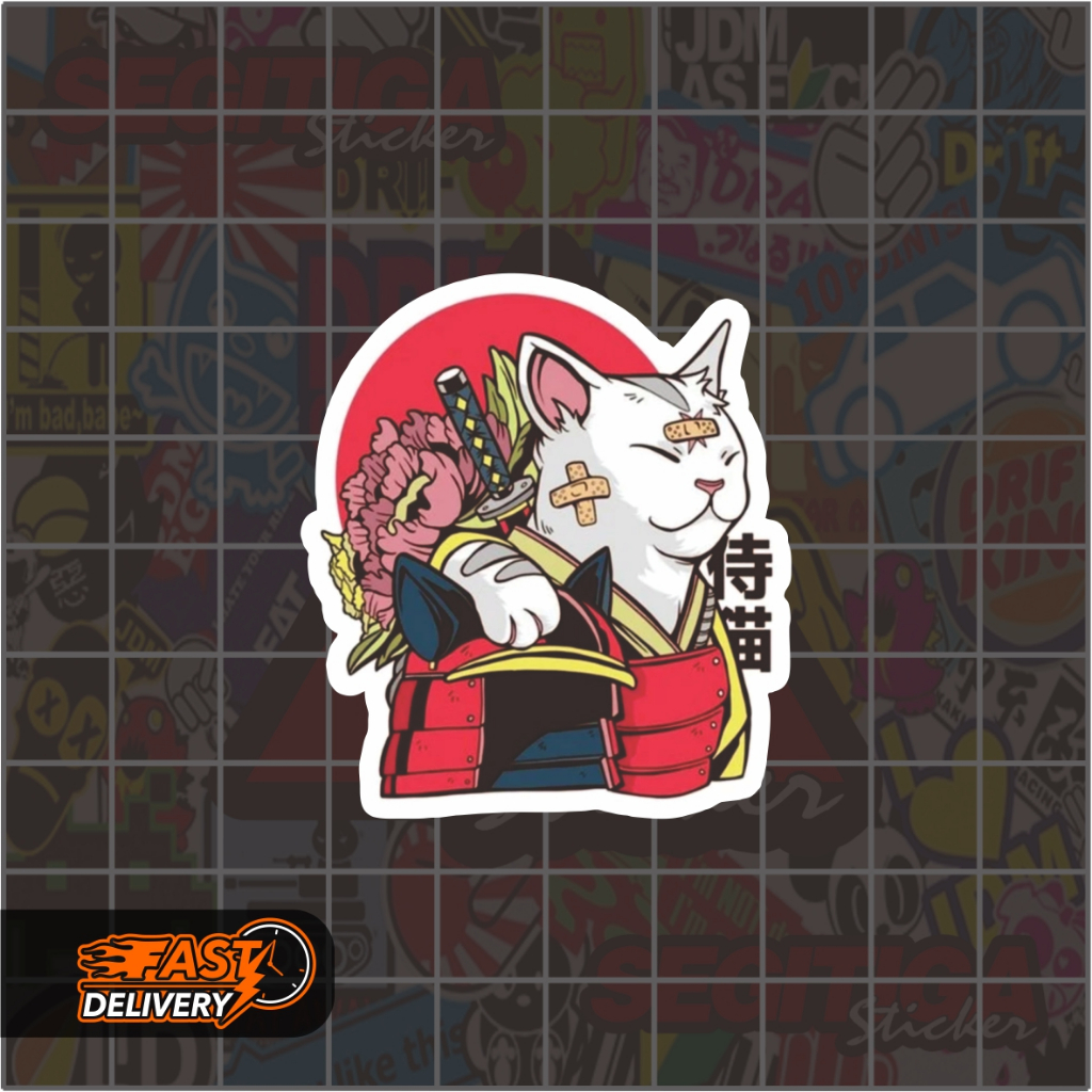 

Sticker Kucing Lucu Samurai Cat V2 Ukuran 4.5 x 5 Cm