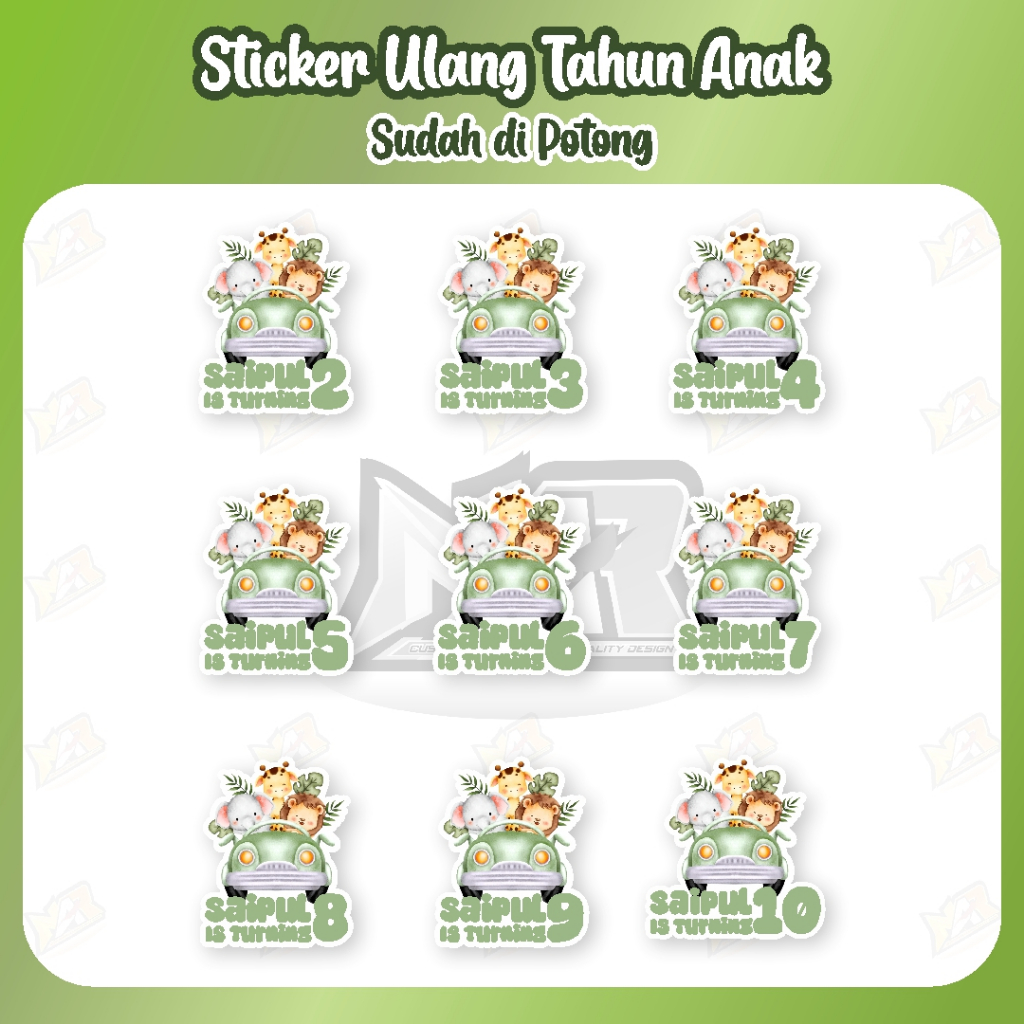 

Sticker Ulang Tahun Animal Safari Car Sticker Karakter Hewan Naik Mobil Birthday Sticker Sudah DiPotong