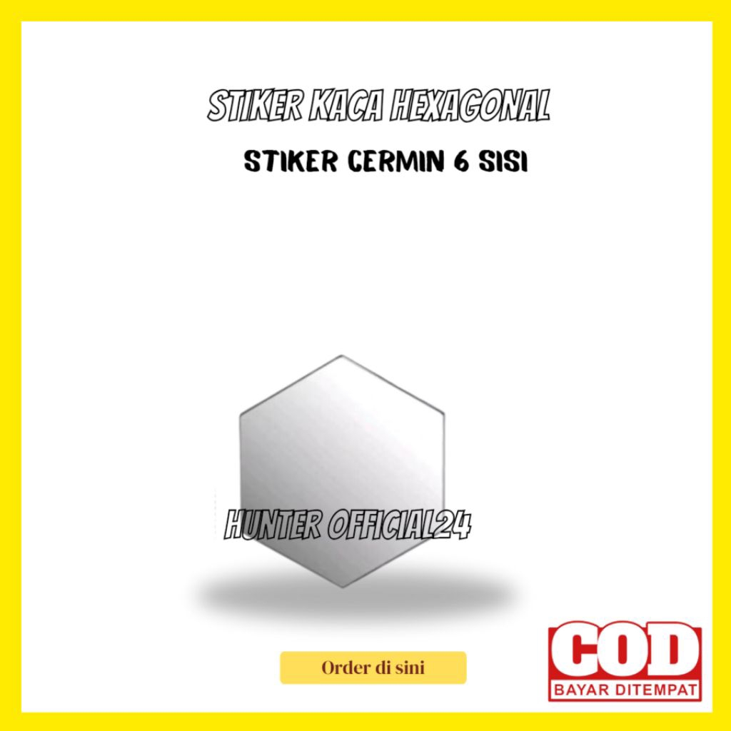 STIKER CERMIN DINDING ANTI PECAH TEMPEL STIKER KACA HEXAGONAL MIRROR KACA STIKER CERMIN KACA TEMPEL 