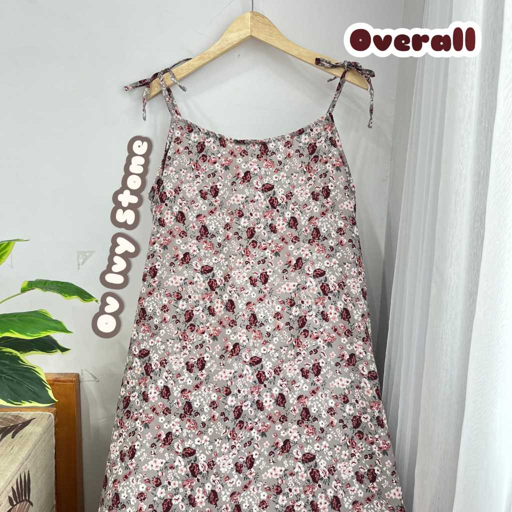 OVERALL DRESS MOTIF / OVERALL DRESS MOTIF FLORAL OVERSIZE KOREAN STYLE / ATASAN WANITA OVERAL DRESS
