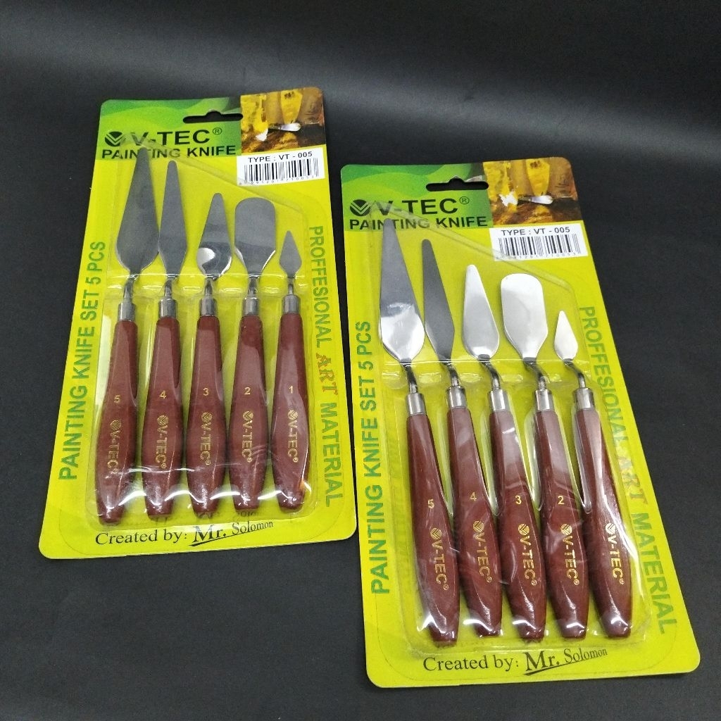 

V-Tec Painting Knife Set 5 Pisau / Pisau Palet set isi 5 VT 005 V-tec Painting Knives / Pisau Palette Art Lukis Painting Knife Type Pks 008