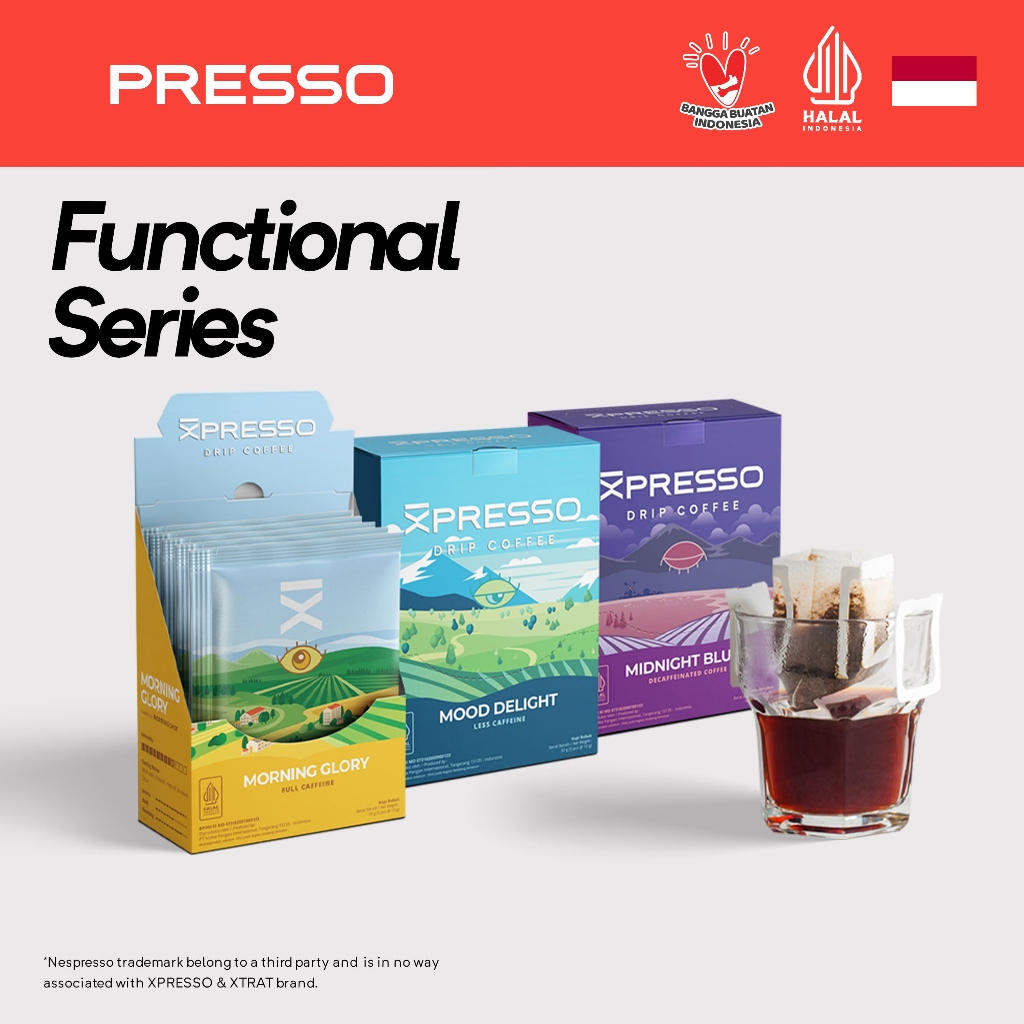 

XPRESSO Drip Bag Coffee - DECAF SERIES - Kopi Drip 5 Pcs