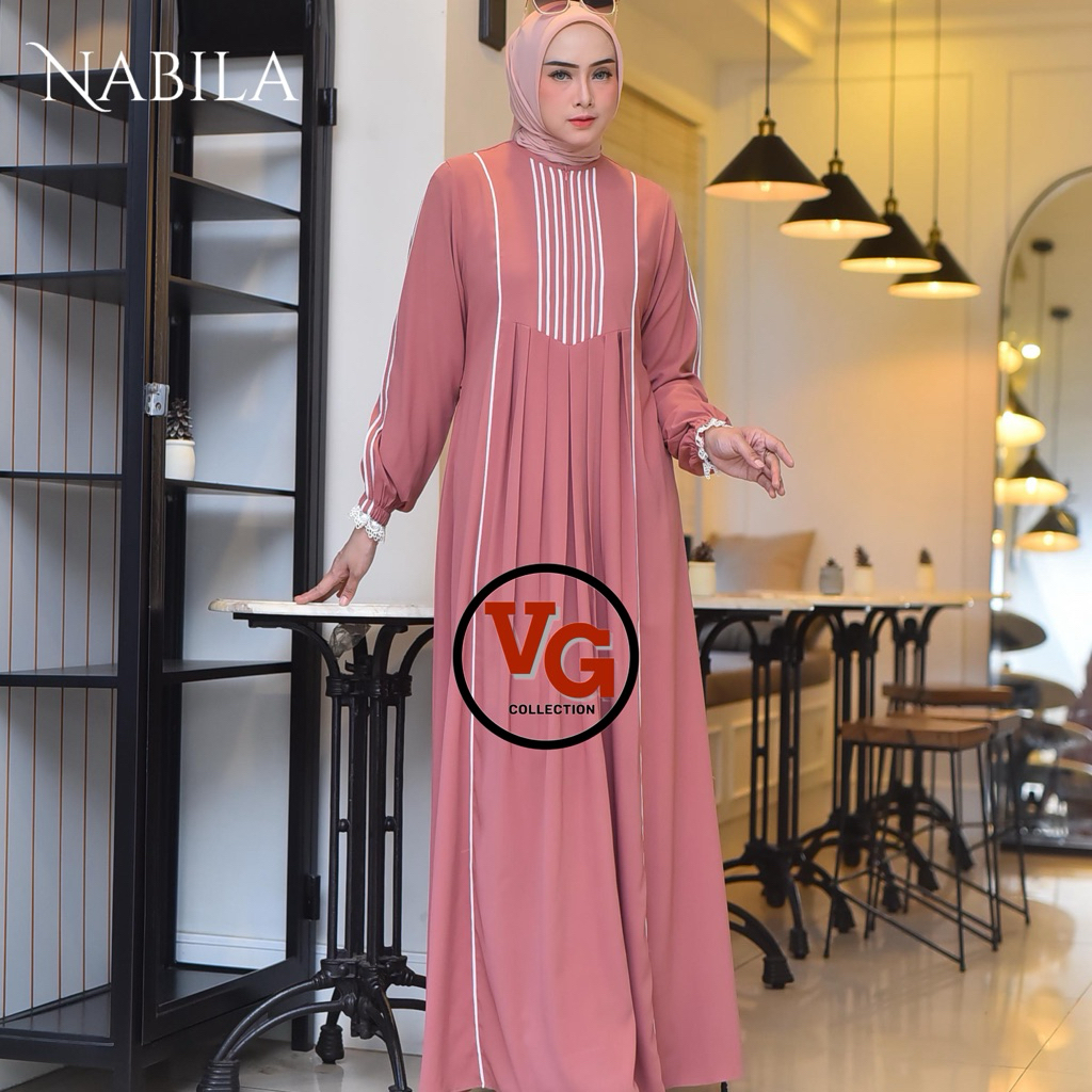 Virgo - Nabila Series Dress/Gamis Bahan Marbela Anti UV Busui Kombinasi