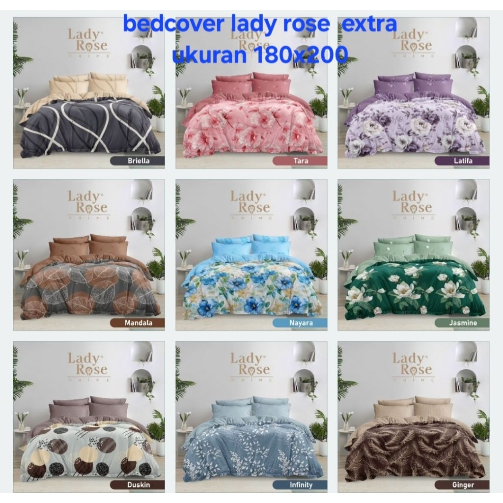 lady rose - Bedcover King (180x200) Terlaris pilihan+Sprei Rumbai lady rose king