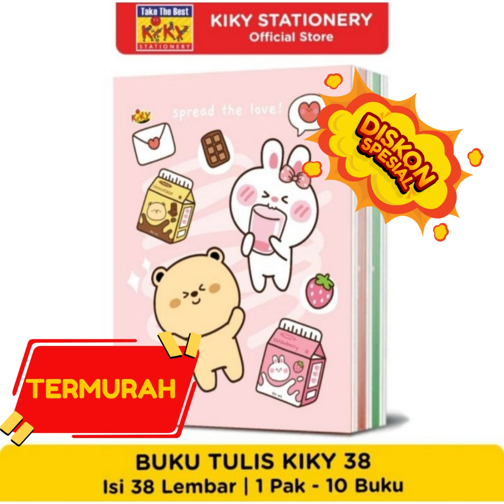 

! TERMURAH DISHOPEE! BISA COD ! Buku Tulis Kiky 38L/10 Buku Motif Random (BERWARNA)