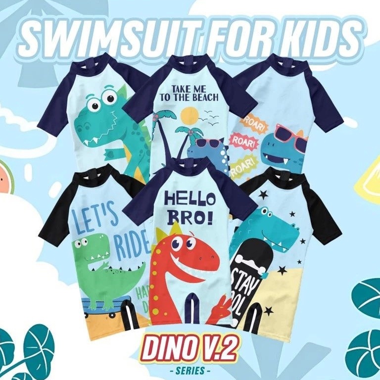 KODE E26D Baju Renang Anak Motif Dinosaurus 11Tahun BRA3662