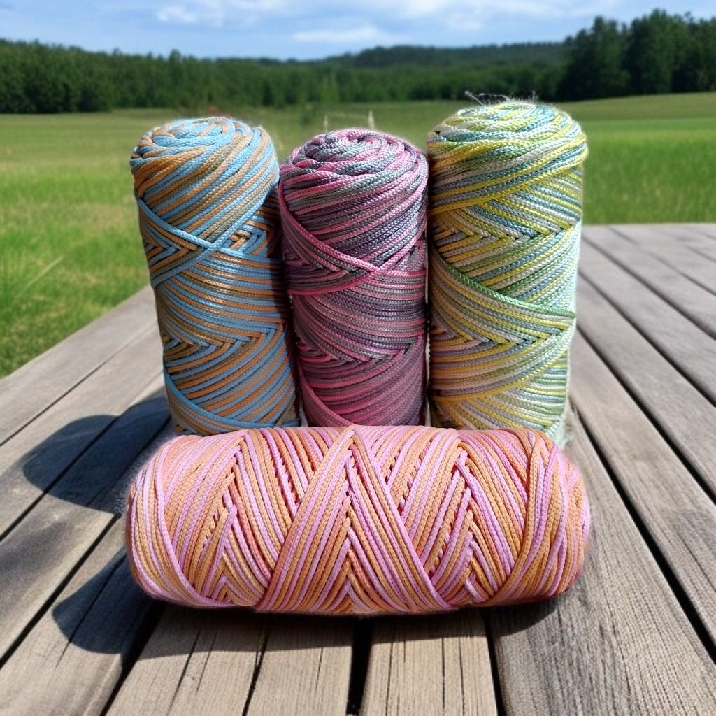 Benang rajut Tali kur sembur 2mm / benang kur gradasi poly rope 200gram