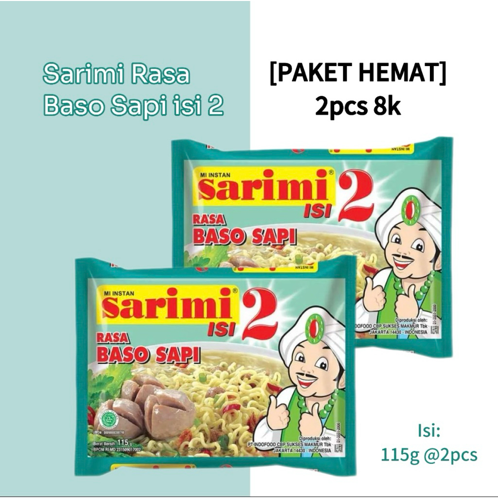

[PAKET HEMAT] Sarimi Rasa Baso Sapi isi 2 mi instan kemasan 115g @2pcs