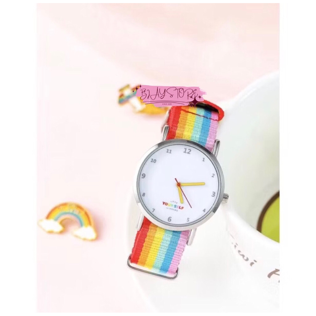 MINISO WATCH COLORADIO NYLON STRAP FOR ADULT JAM TANGAN WANITA COLORFULL