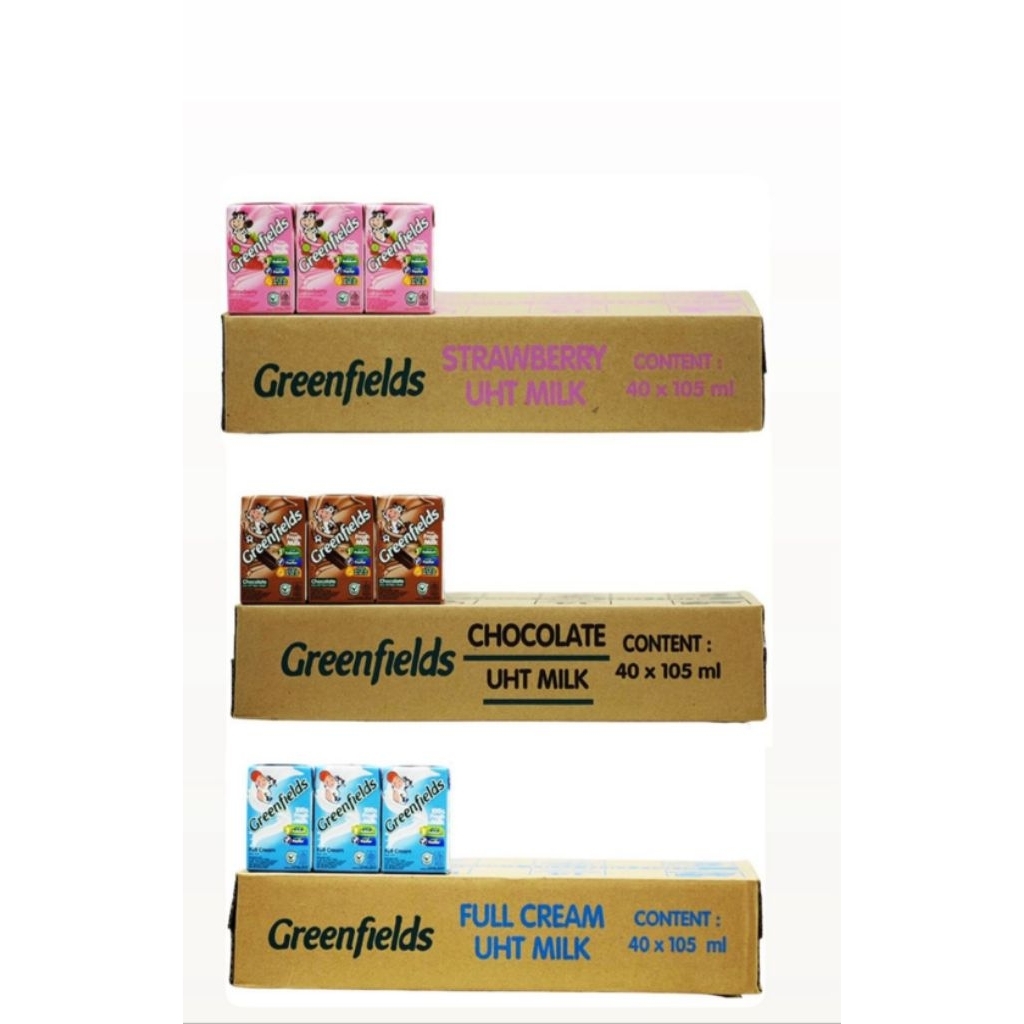 

Susu UHT Greenfields 40 x 105 ml Full Cream Plain, Chocolate, Strawberry - karton - TERMURAH HARGA GROSIR READY STOCK FULL CREAM SIAP KIRIM INSTANT SAME DAY SURABAYA SIDOARJO