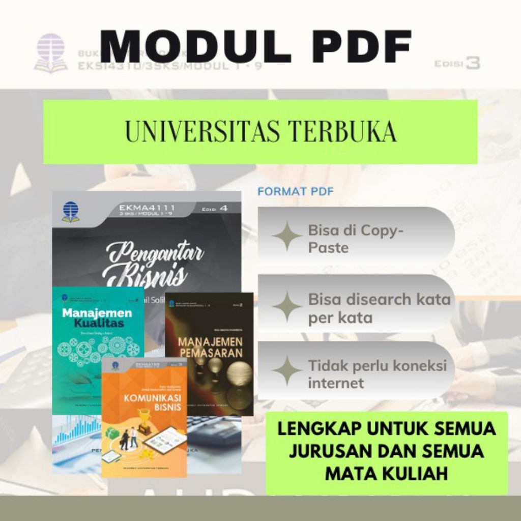 

Modul Bahan Ajar Buku Materi Pokok BMP Universitas Terbuka Format Pede'ef Lengkap