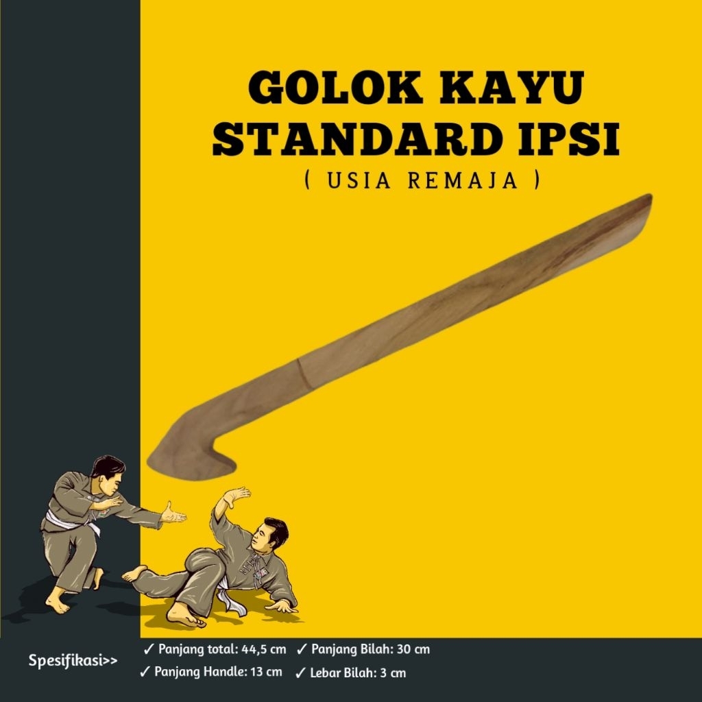 Golok IPSI Silat dari kayu | Golok IPSI kayu Ukuran standar IPSI Remaja | replika golok IPSI