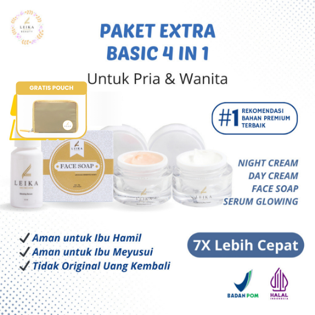 Leika Skincare 4in1 Paket Acne Penghilang Jerawat AMPUH BPOM Paket Jerawat dan bekas Jerawat Bopeng