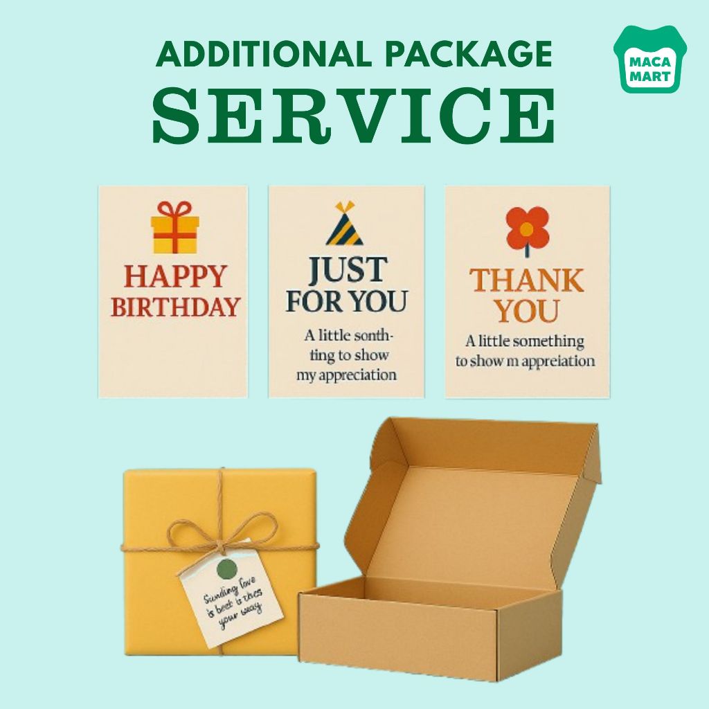 

Additional Package Service [ Kartu // Box // Bungkus Kado ] - macamart | Layanan Tambahan