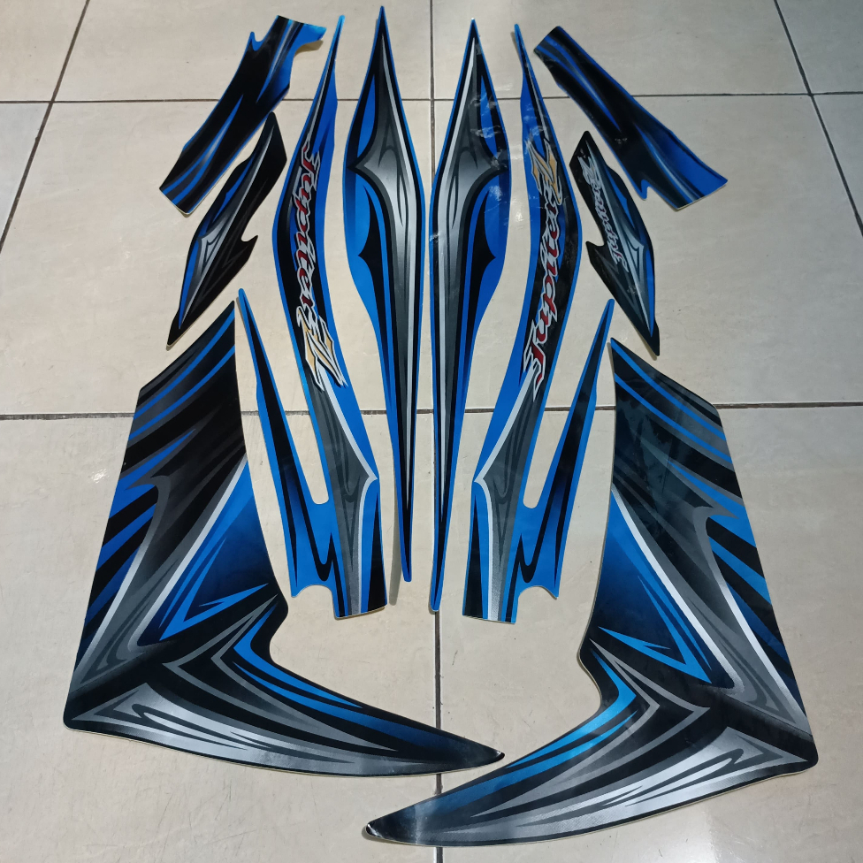 stiker striping yamaha jupiter z new robot 2011 biru lis body standar berkualitas original