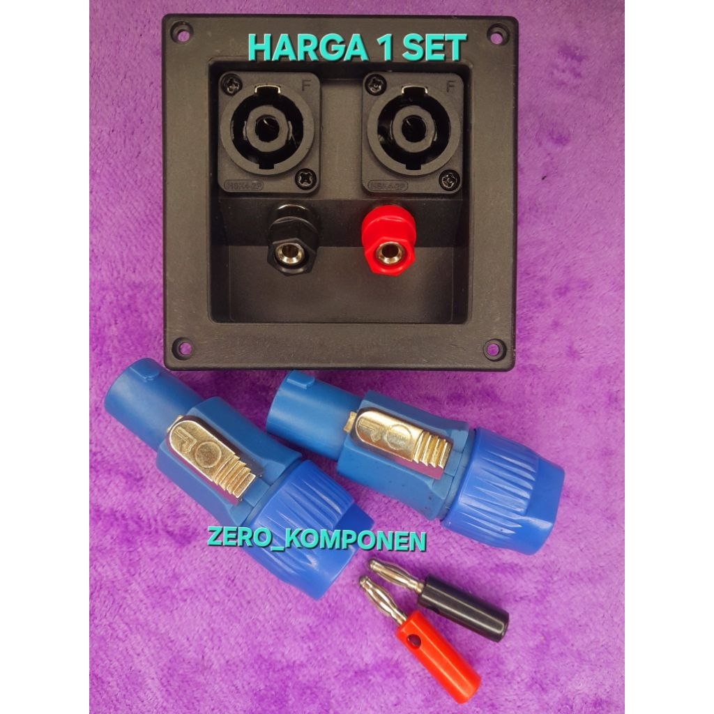 TERMINAL BOX SPEAKER + JACK SPIKON BIRU KANCING + JACK BANANA.1SET