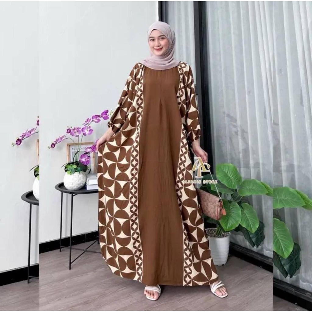 Kaftan Motif Ria Gamis Dress Midi Daster Kaftan Wanita Panjang Kaftan Premium Kaftan Remaja Dewasa K