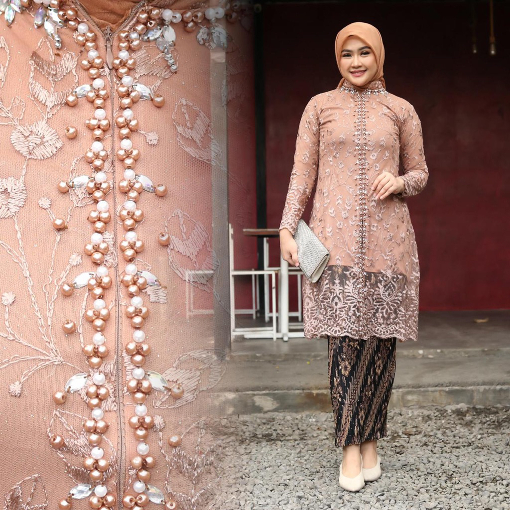 STELAN KEBAYA MODERN TERBARU / KEBAYA TUNIK TILE MUTIARA / KEBAYA FM7483