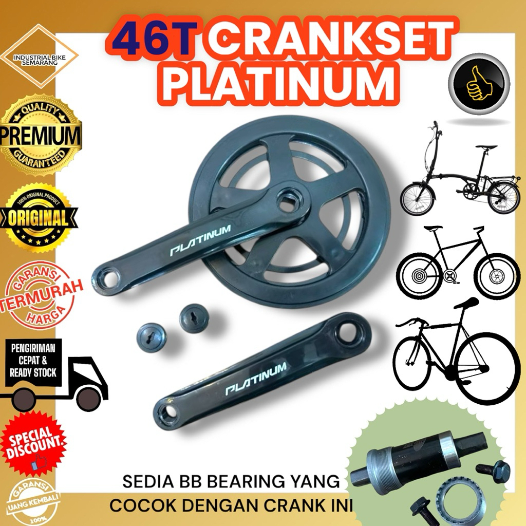 (( 46T PLATINUM )) Crank Sepeda 46 T Rotel Crankset Fixie Seli Lipat City Bike Single Speed Gear Gir