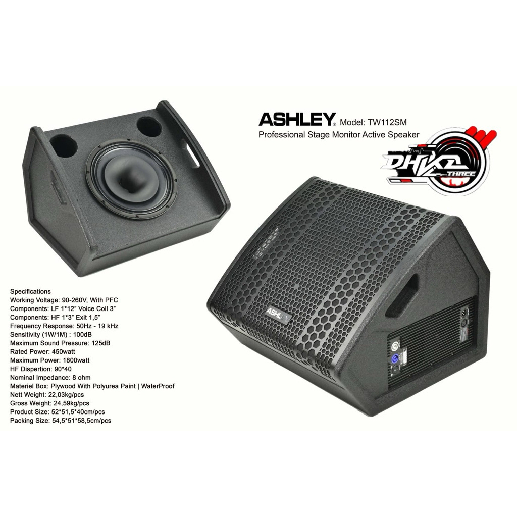 SPEAKER AKTIF STAGE MONITOR ASHLEY 12 inch ASHLEY TW 112SM / Speaker Monitor Panggung Ashley TW112SM
