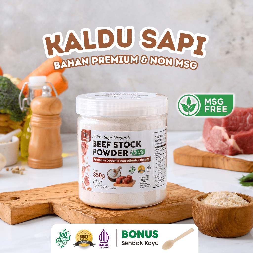 

Kaldu Sapi Bubuk Non MSG Organik Halal Bumbu Penyedap Sapi Organic Beef Stock Seasoning Powder
