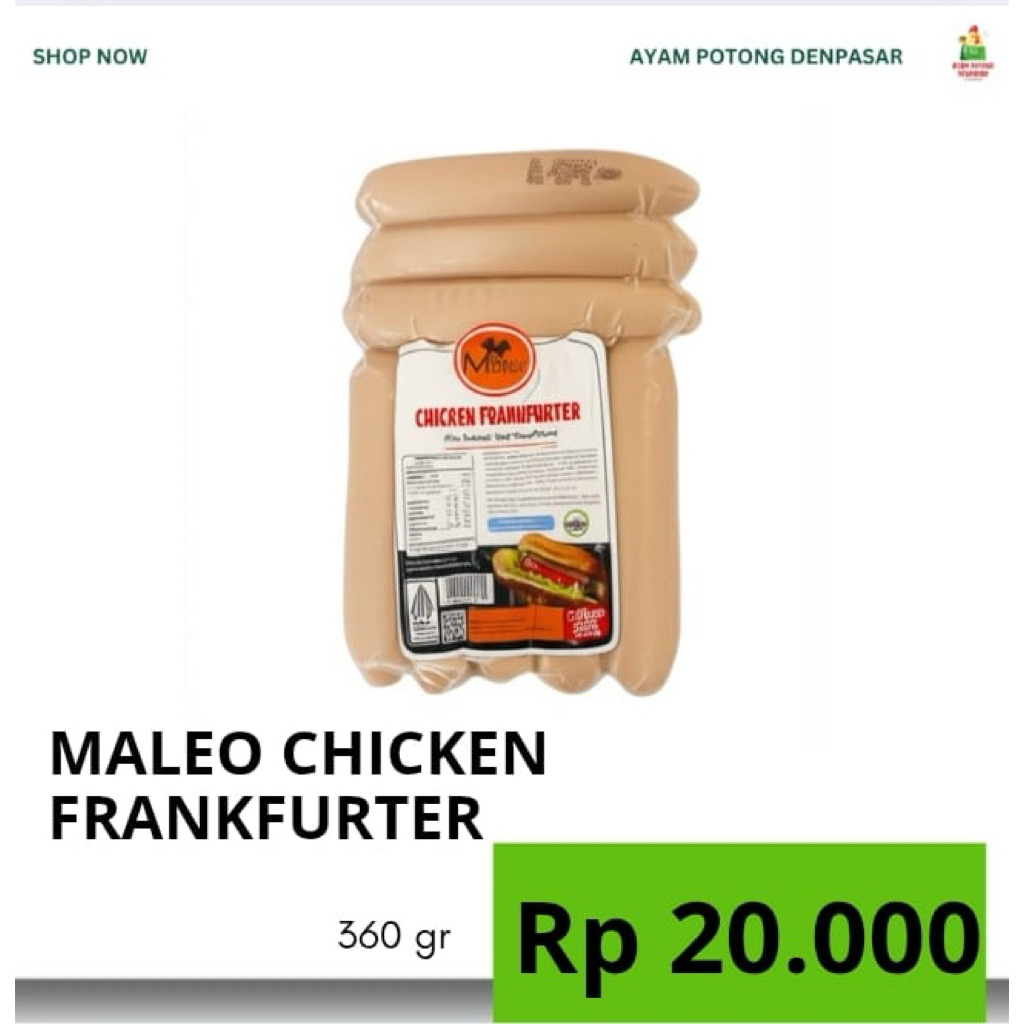 

MALEO CHICKEN FRANKFURTER (sosis ayam) 360 gr // SONIA CHICKEN CHEESE SAUSAGE 300GR