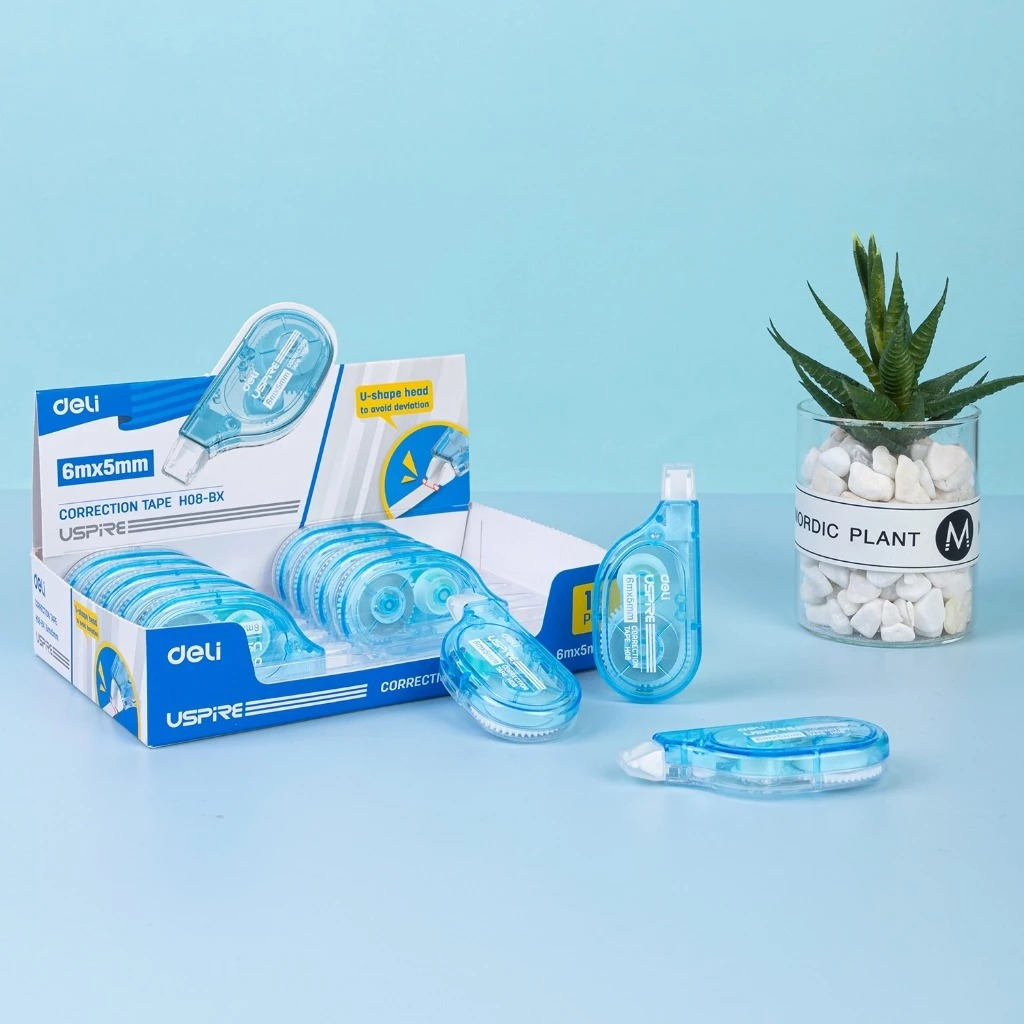 

DELI - CORRECTION TAPE / PITA KOREKSI / STIPO KERTAS / TIP -X ROLL EH08-BX 6MX5MM BLUE