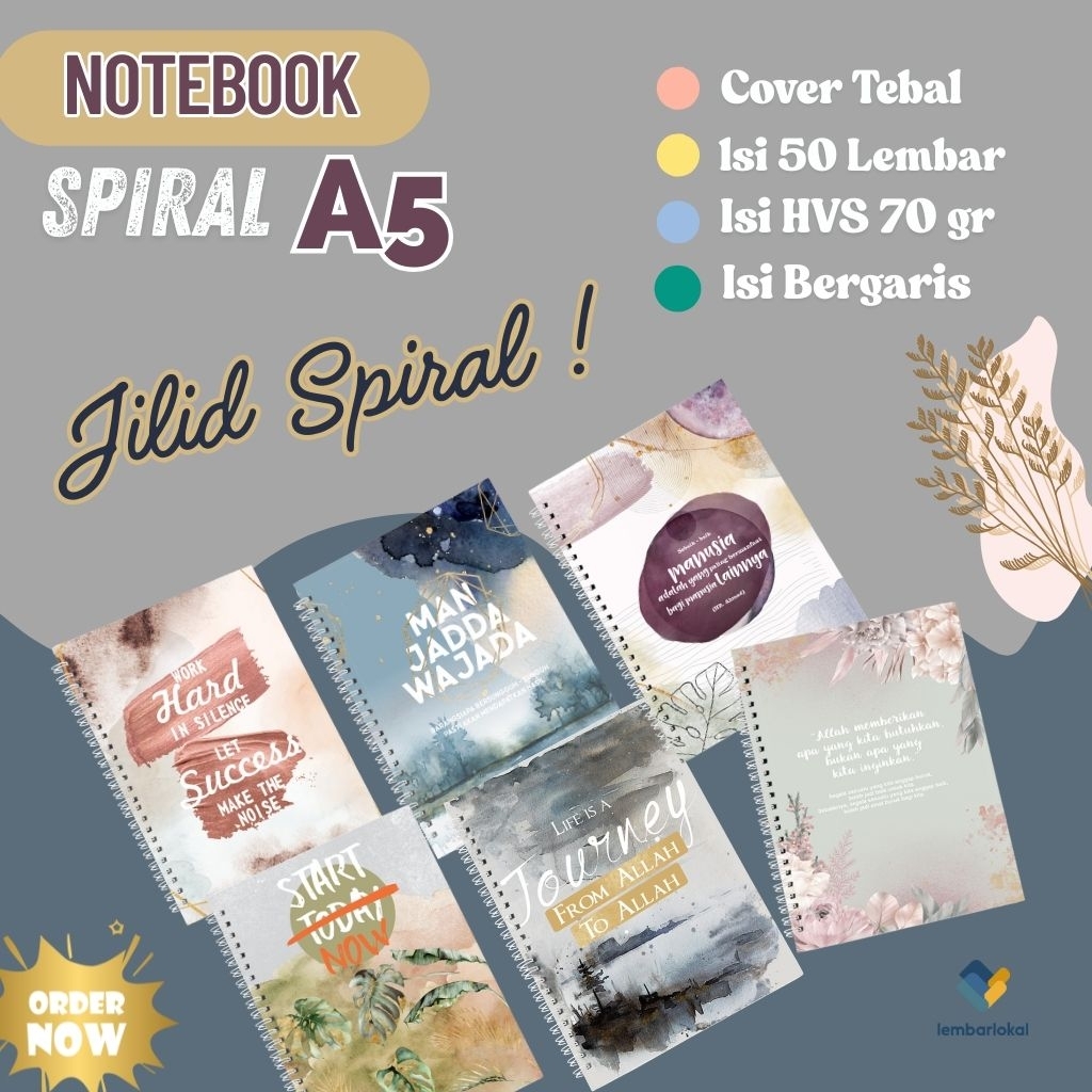 

Notebook A5 Spiral | Buku Tulis Spiral | Notebook Aeshtetic | Buku Tulis Ring