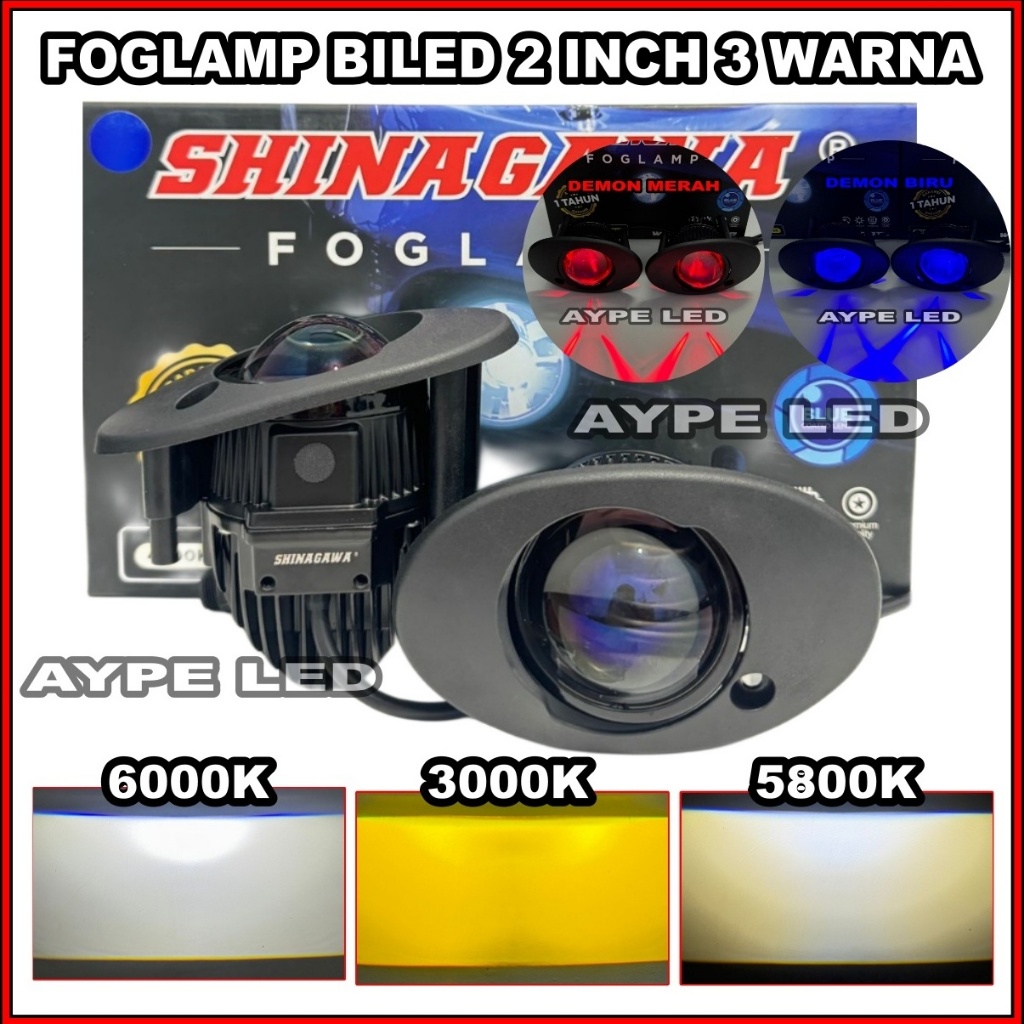 Foglamp Biled 2 inchi Honda Oval Toyota 2 inch Bluelens Shinagawa 3 Warna ALL WHEATHER Foglamp Mobil