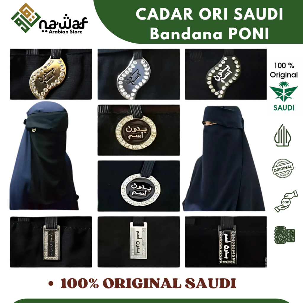 Cadar Niqab Ori Saudi BANDANA - PONI Original Saudi Niqob ori IMPORT SAUDI Bandana Poni Bedoon Essm