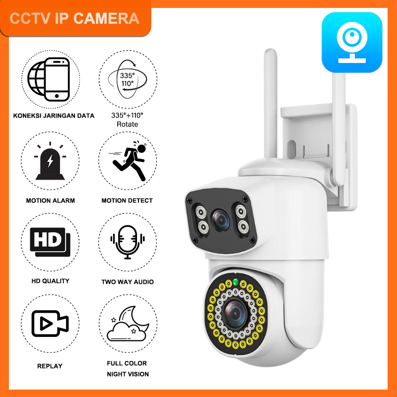 CCTV Dual kamera v380 pro Rotasi 360 ° camera jarak jauh wifi cctv outdoor 1080p CCTV jarak camera